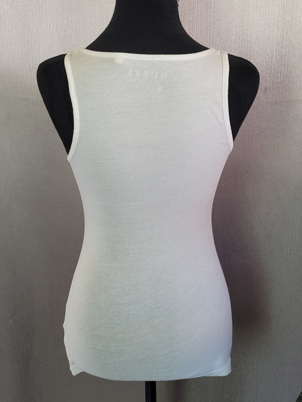 Guess White Tank Top with Rhinestone Script Logo - Picture 5 of 5